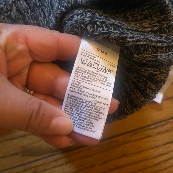 Old Navy NWT Gray Chunky Shawl Collar Sweater 12-18 Mos - Picture 6 of 8